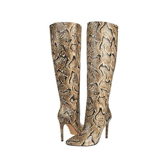 VINCE CAMUTO Fendels Knee High Crocodile Boot Multi Taupe 7 NEW